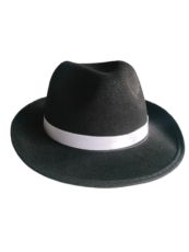 Black Mafia Hat with White Ribbon