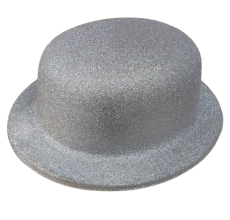 Silver Glitter Bowler Hat
