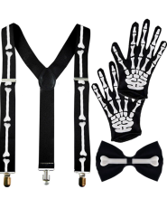 Skull Bowtie, Suspender and Glove Set