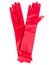 Red Satin Long Gloves