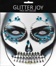 Blue Glitter Joy Face Art Decor
